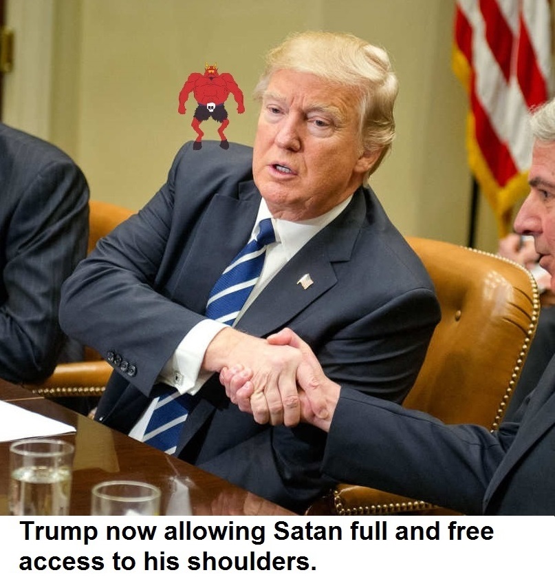 trump with satan on shoulder