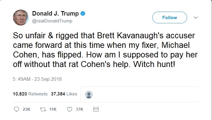 Trump Tweet Kavanaugh accuser